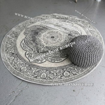 Круглый ковер в гостиную дизайн 01 Серый