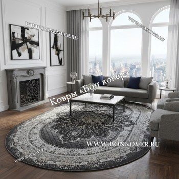 Ковер Для гостиной дизайн 68 Турция Серый Овал
