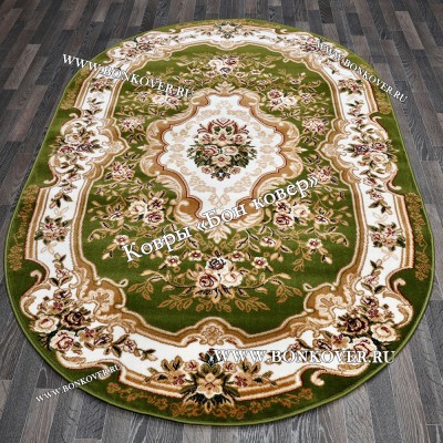 РОССИЙСКИЙ ЖАККАРДОВЫЙ КОВЕР МЕДАЛЬОН ЗЕЛЕНЫЙ ОВАЛЬНЫЙ