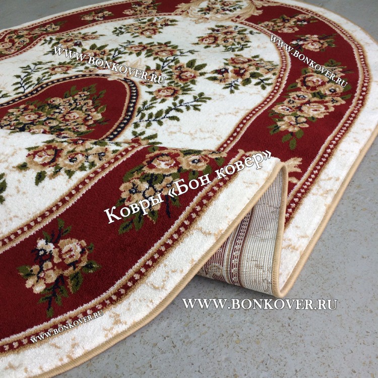 РОССИЙСКИЙ ЖАККАРДОВЫЙ КОВЕР КРАСНЫЙ МЕДАЛЬОН ОВАЛЬНЫЙ