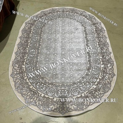 Современный Турецкий Ковер Дизайн 180 Бежево-коричневый Овал