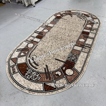 Ковер Лайт Карпет New 4 Дизайн 03 Бежево-Коричневый Овал