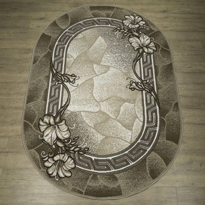 Ковер Лайт Карпет Рисунок 26514 Овал Бежево-Корчиневый